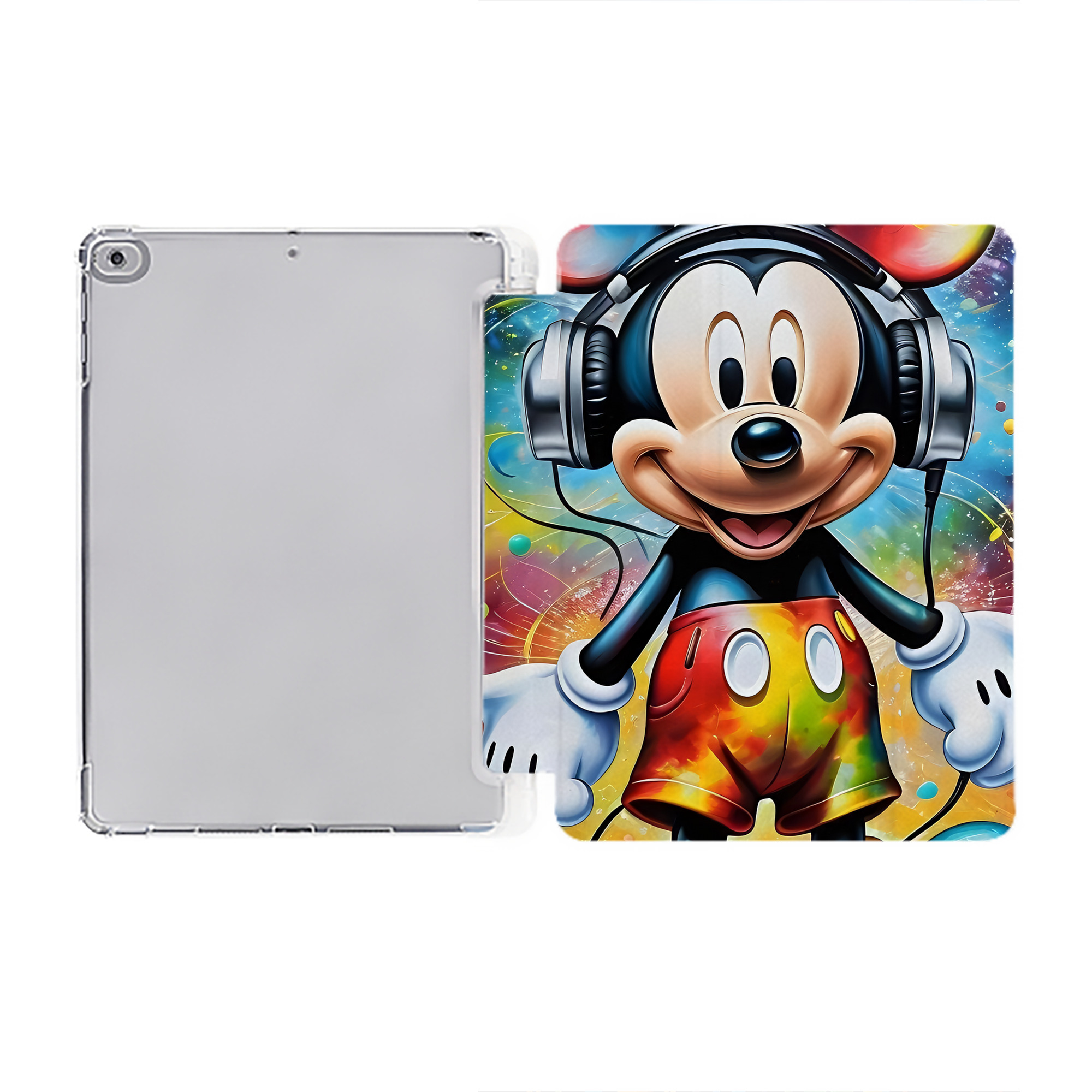 （画像用） ミッキーマウス Mickey Mouse IPad ケース ペン収納付き 三つ折りスタンド PUレザー×シリコン 対応機種9.5/10.5/10.9インチ